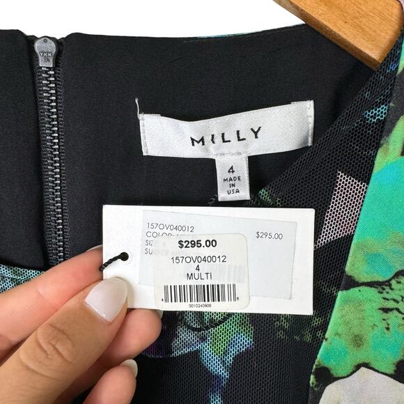 Milly NWT Surfer Mesh Colorful Watercolor Floral Top - Picture 9 of 11